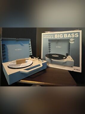 Victrola Portable Turntable Record Player in Light Blue